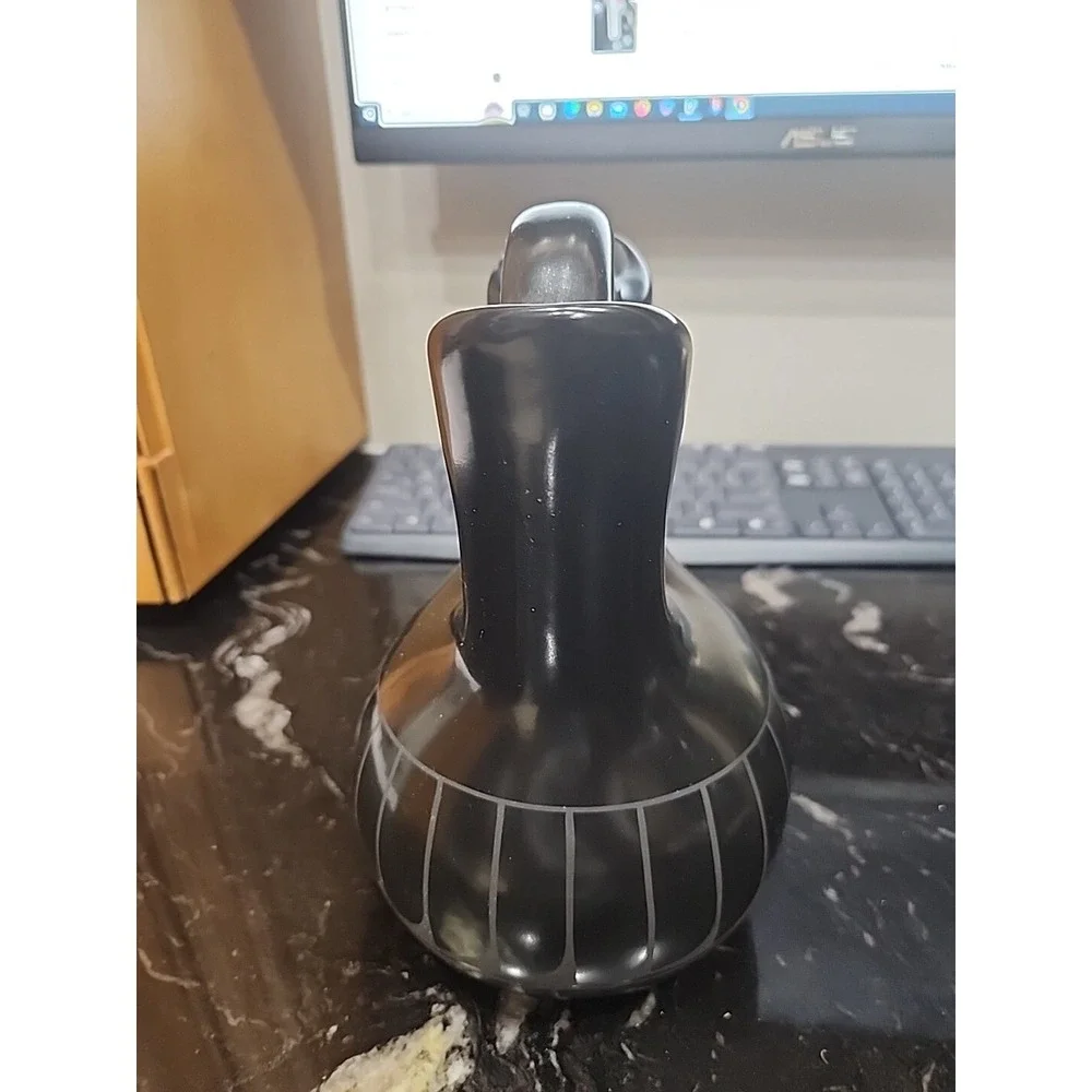 Vintage Signed Adakai Navajo Blackware Wedding Vase - EXCELLENT
